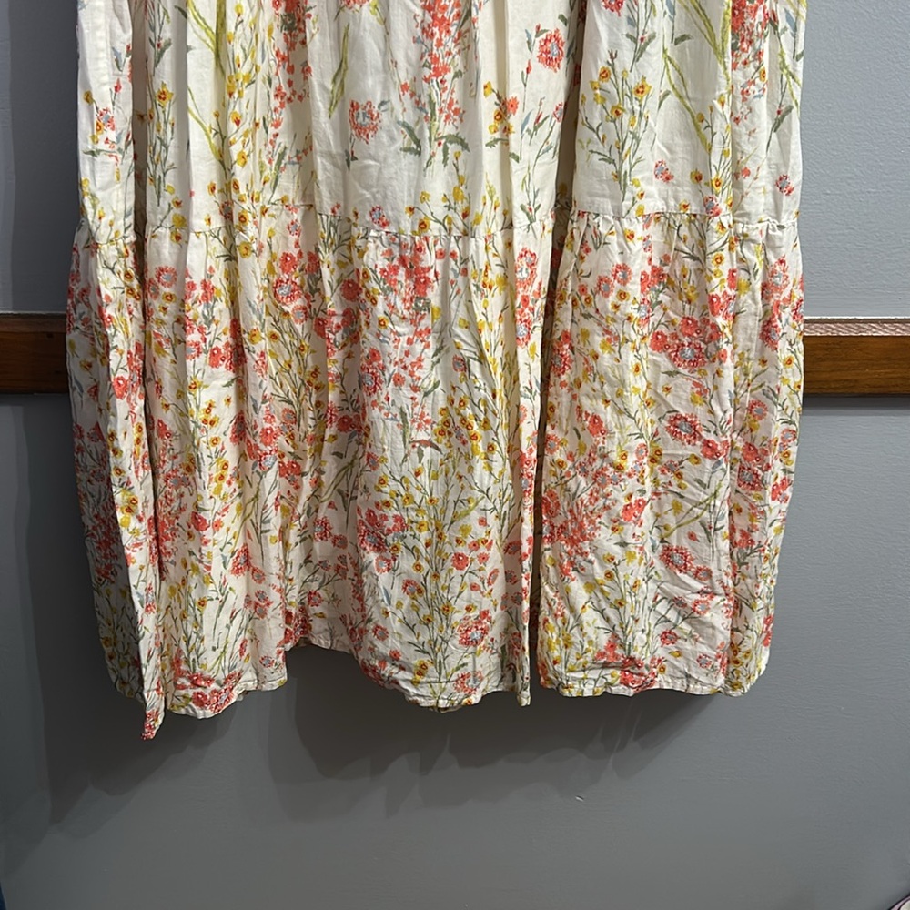 Ralph Lauren Floral Cream Maxi Dress with Orange/Yellow/Pink Print Size 10 - Picture 3 of 11